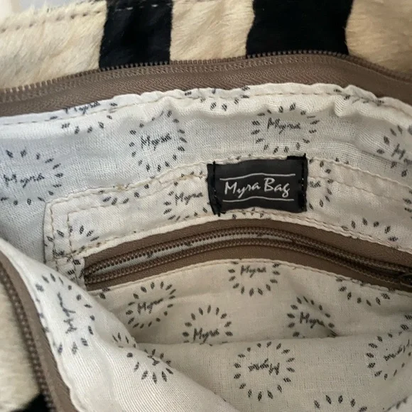 Myra jungle Jim zebra striped leather crossbody purse - Picture 4 of 8